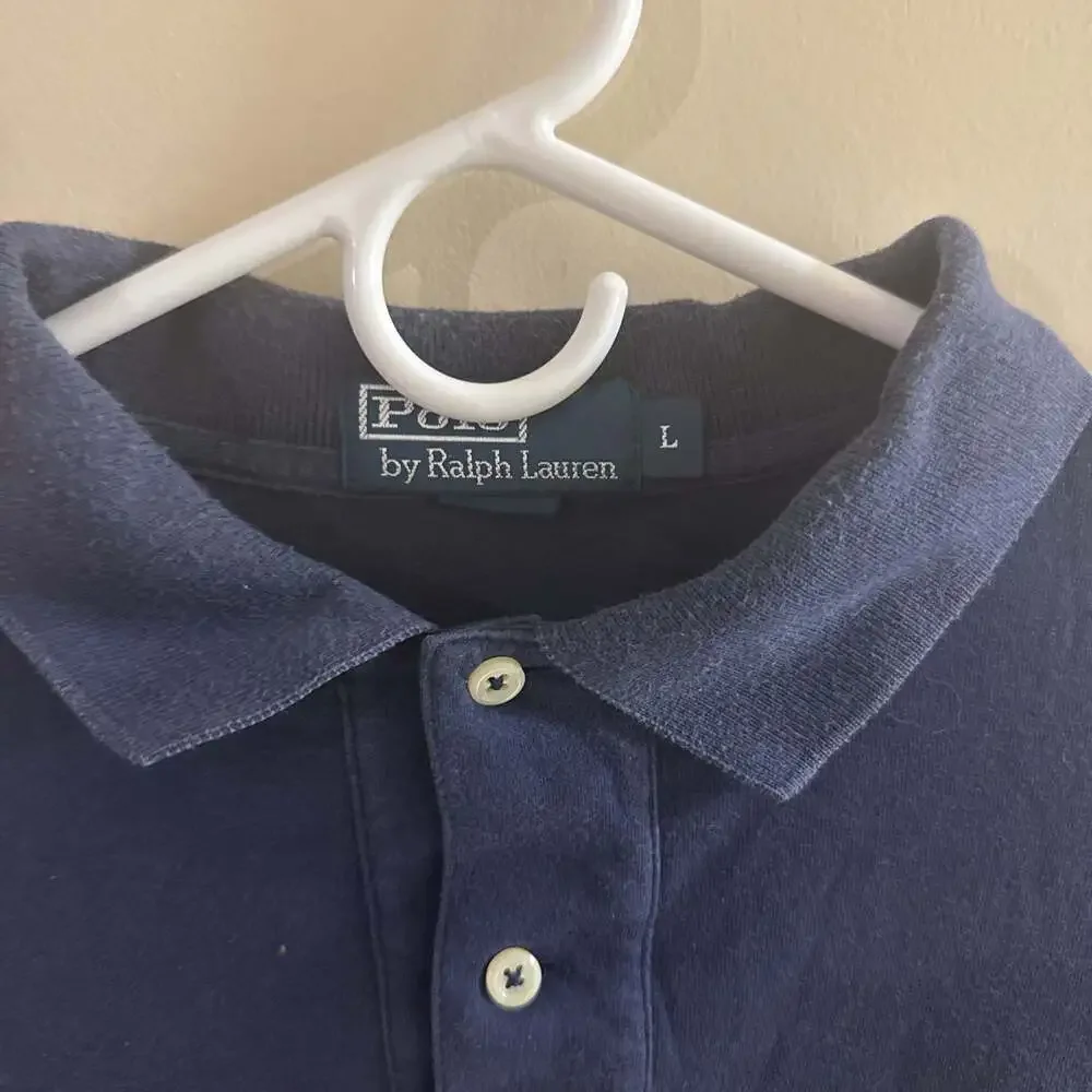 Polo Ralph Lauren Men's Navy Blue Short Sleeve Polo Shirt with Red Pony Logo